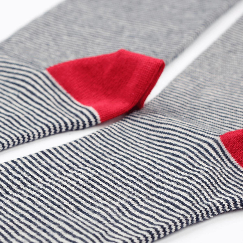 Originals Ultralight Stripes Navy - Off White - Pearl Red Democratique Socks - Democratique Socks