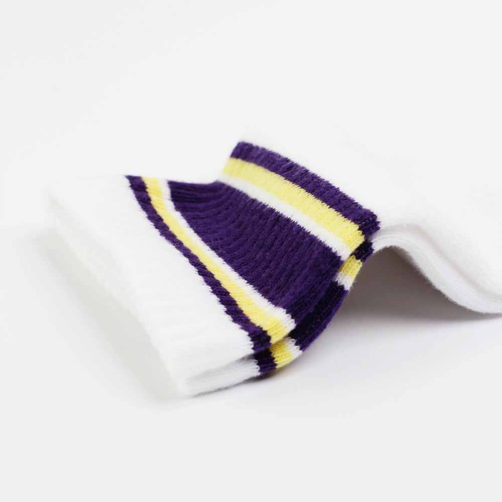 12-pack 25hours Hotels x Democratique Socks Athletique Classique KEEP IT MOVING Organic Cotton Clear White / Purple / Yellow - Democratique Socks