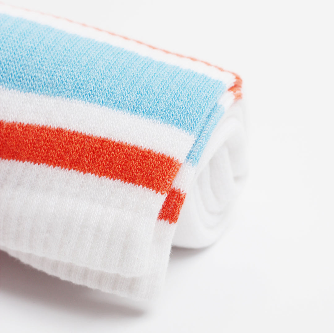 12-packs 25hours Hotels x Democratique Socks Athletique Classique KEEP IT MOVING Organic Cotton Clear White / Watermelon / Palm Springs Blue - Democratique Socks