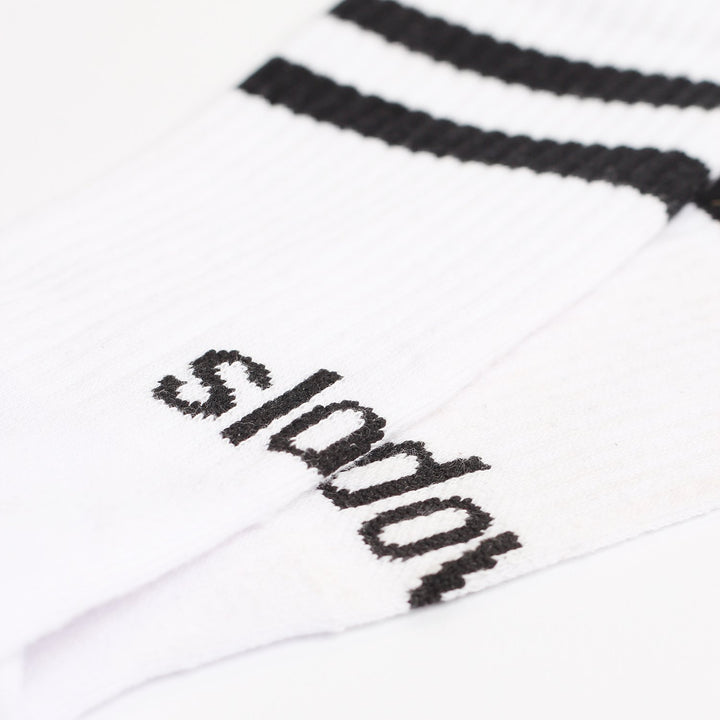 25hours Hotels x Democratique Socks Athletique Classique SLOW DOWN WHITE / BLACK - Democratique Socks