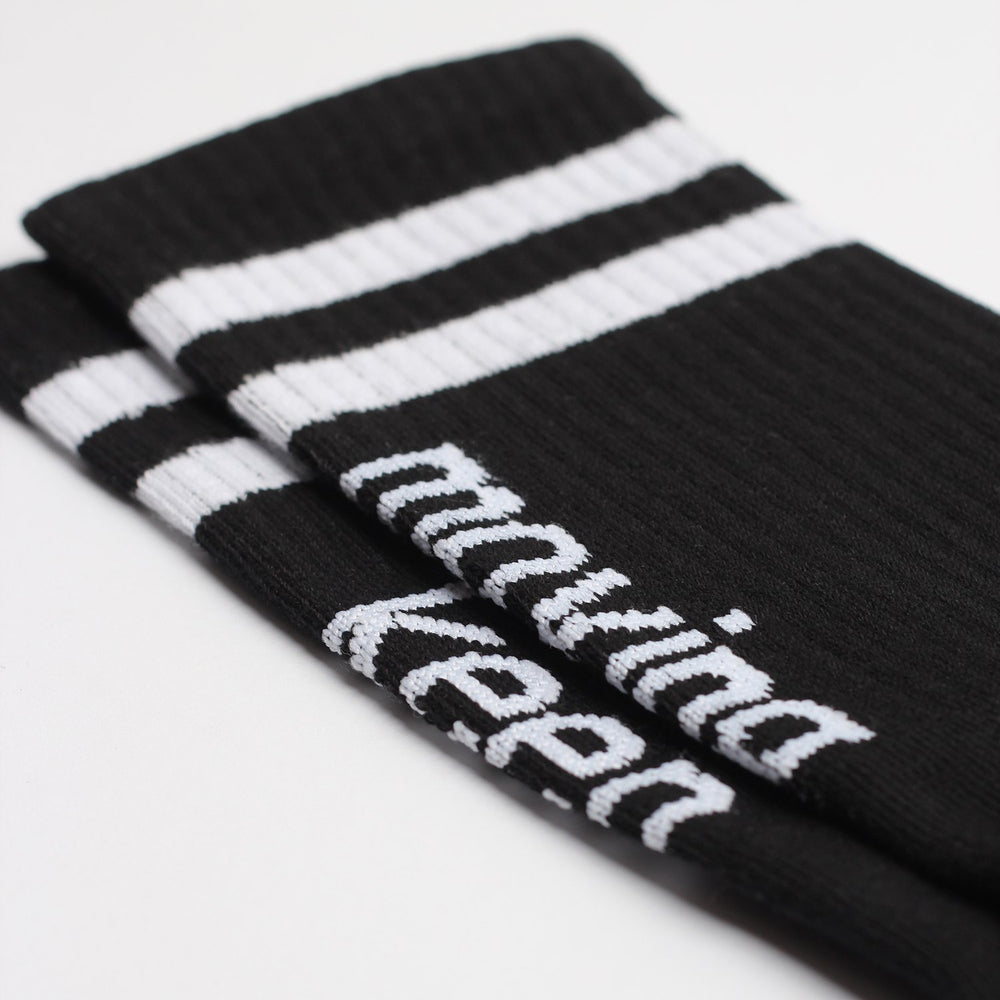 25hours Hotels x Democratique Socks Athletique Classique KEEP MOVING BLACK / WHITE - Democratique Socks