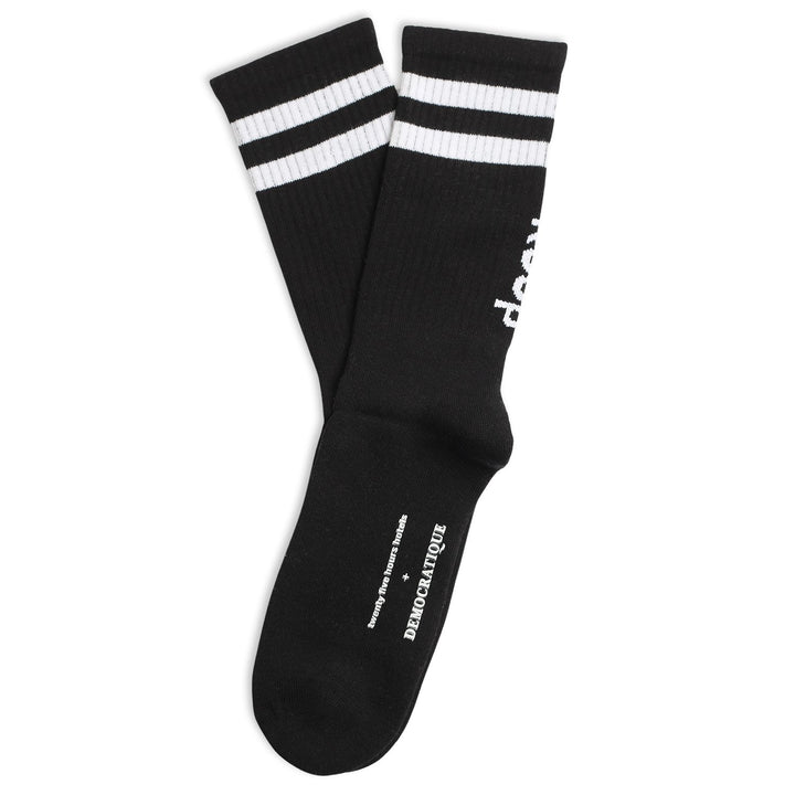 25hours Hotels x Democratique Socks Athletique Classique KEEP MOVING BLACK / WHITE - Democratique Socks