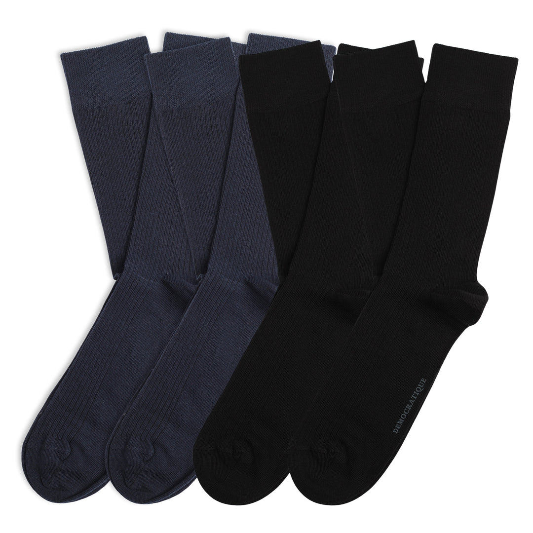 Originals Fine Rib 2xBlack 2xNavy - Democratique Socks