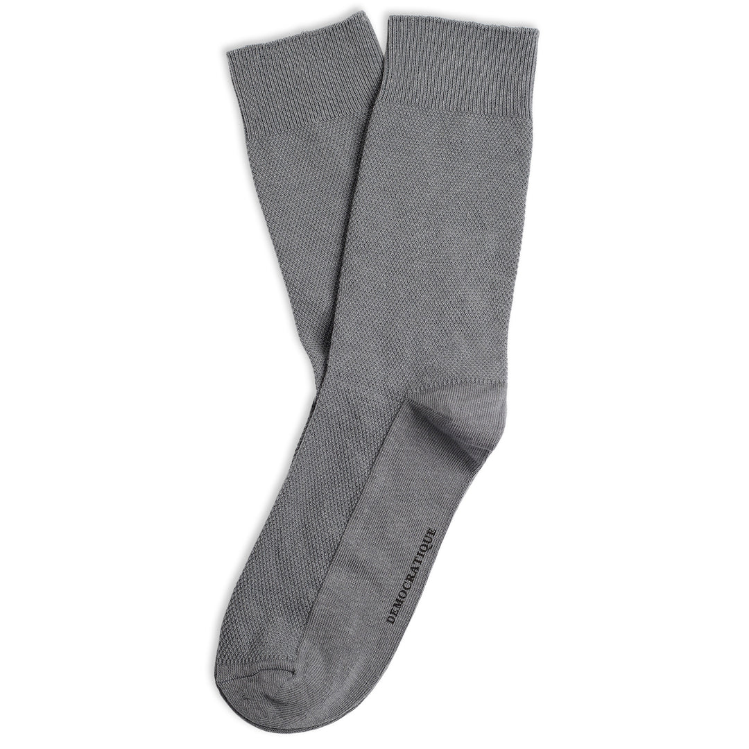 Originals Champagne Pique Organic Cotton Hard Grey - Democratique Socks