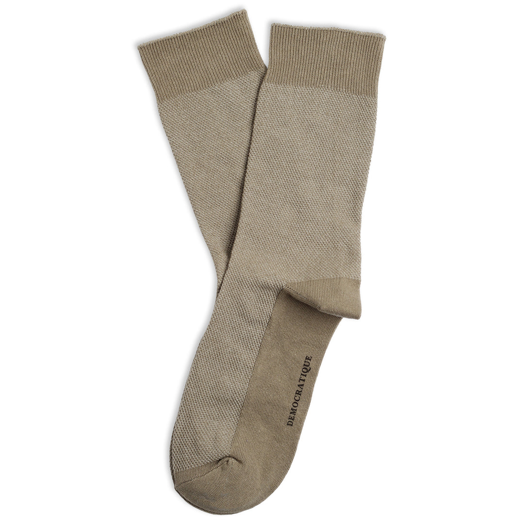 Originals Champagne Pique Organic Cotton Stone - Democratique Socks