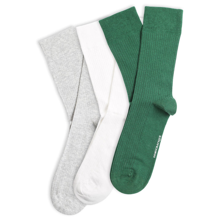 3-pack Originals Fine Rib Socks White / Green / Grey