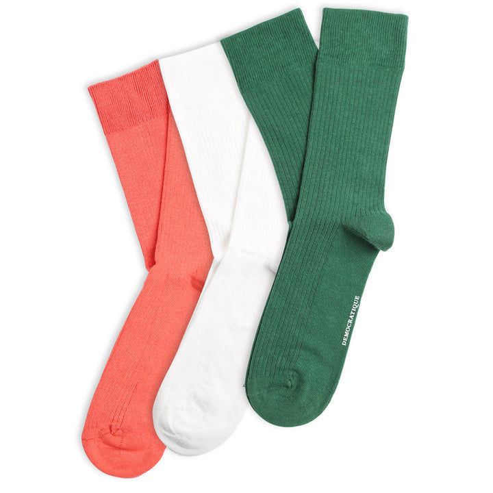 3-pack Originals Fine Rib Socks White / Green / Watermelon
