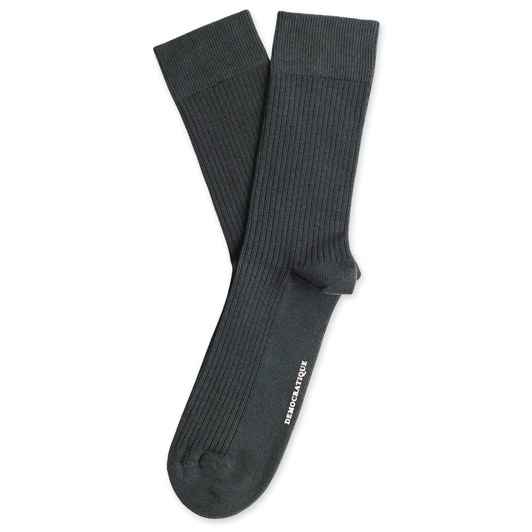 Originals Fine Rib Socks Forest Green - Democratique Socks