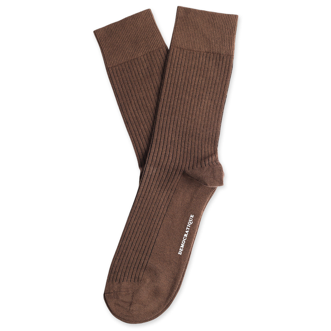 4-pack Originals Fine Rib Socks Brown/Khaki/Green/Bordeaux - Democratique Socks
