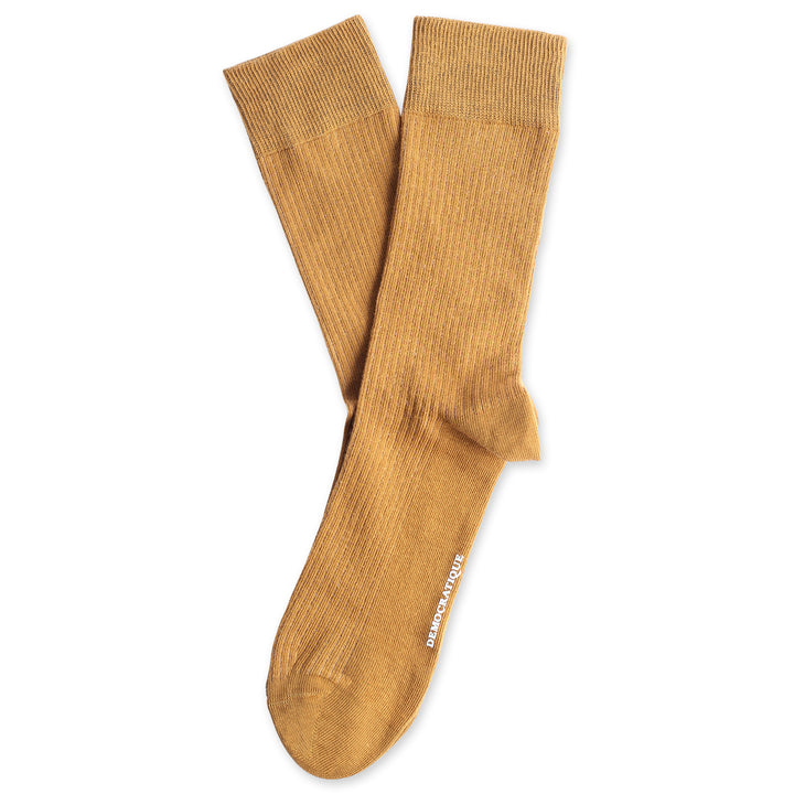 Originals Fine Rib Socks Old Gold Orange - Democratique Socks
