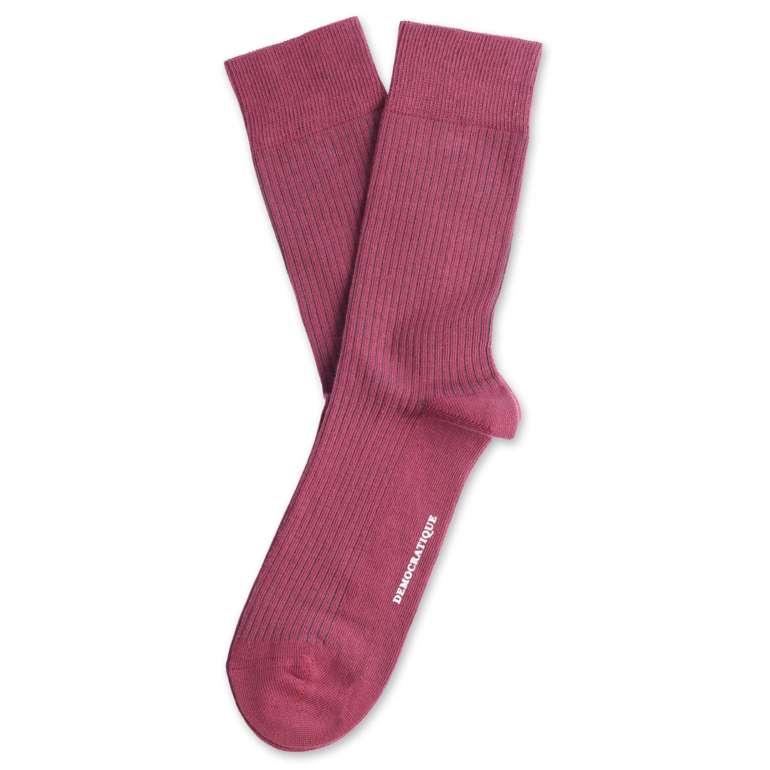 Originals Fine Rib Socks Bordeaux - Democratique Socks