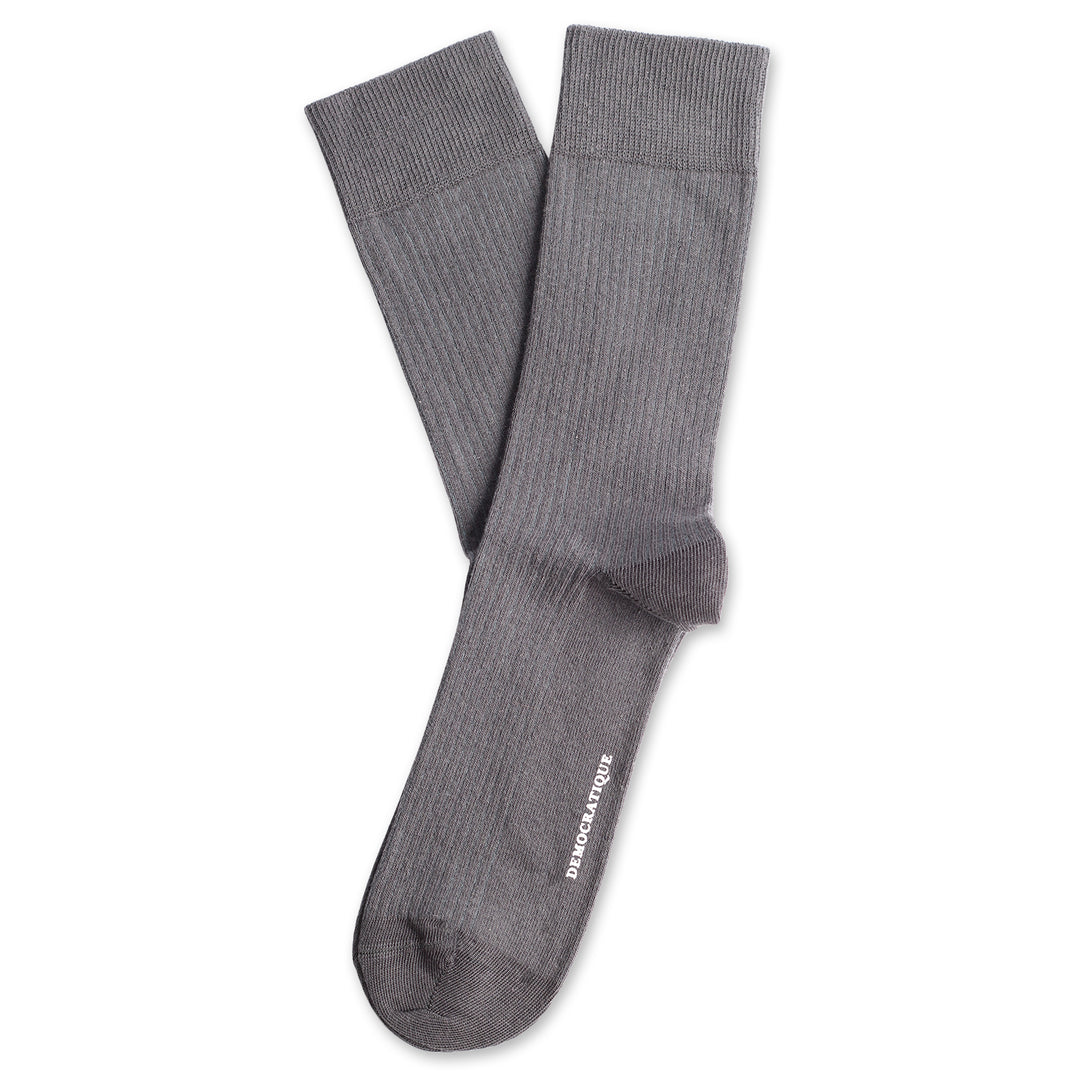 Originals Fine Rib Socks Soft Charcoal - Democratique Socks