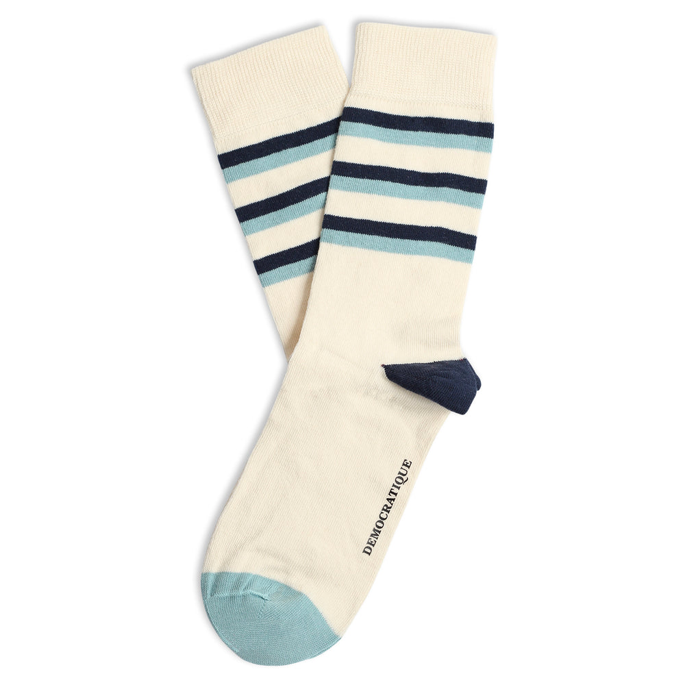 Originals Mix Striped and Solid 3-pack - Offwhite, Navy and Benzin - Democratique Socks