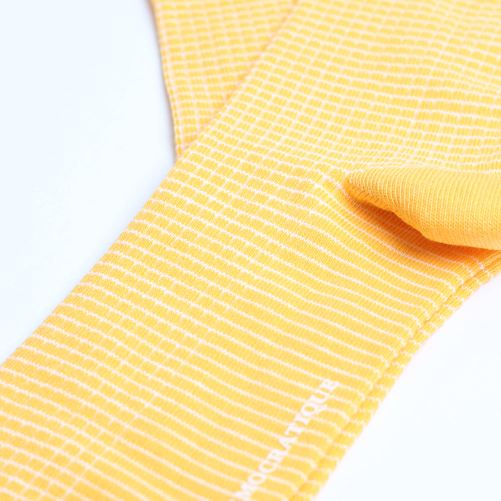 Originals Fine Rib Stripes Cold Orange / Clear White - Democratique Socks