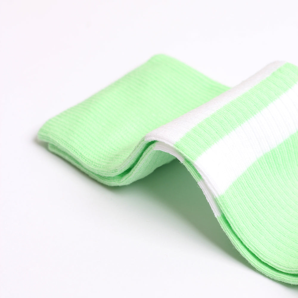 Originals Fine Rib Two Stripes Green Butterfly / Clear White - Democratique Socks