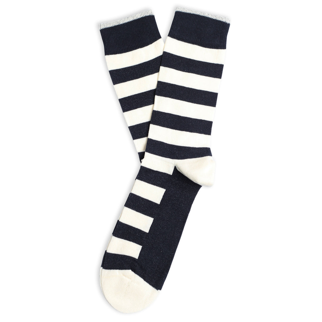 Originals Striper Navy/Broken White - Democratique Socks