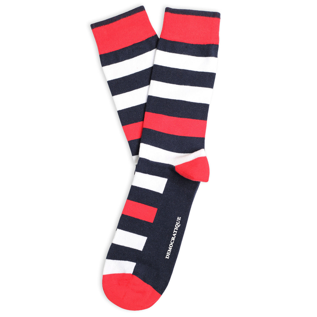 Originals Striped Spring Red / Navy / Clear White - Democratique Socks