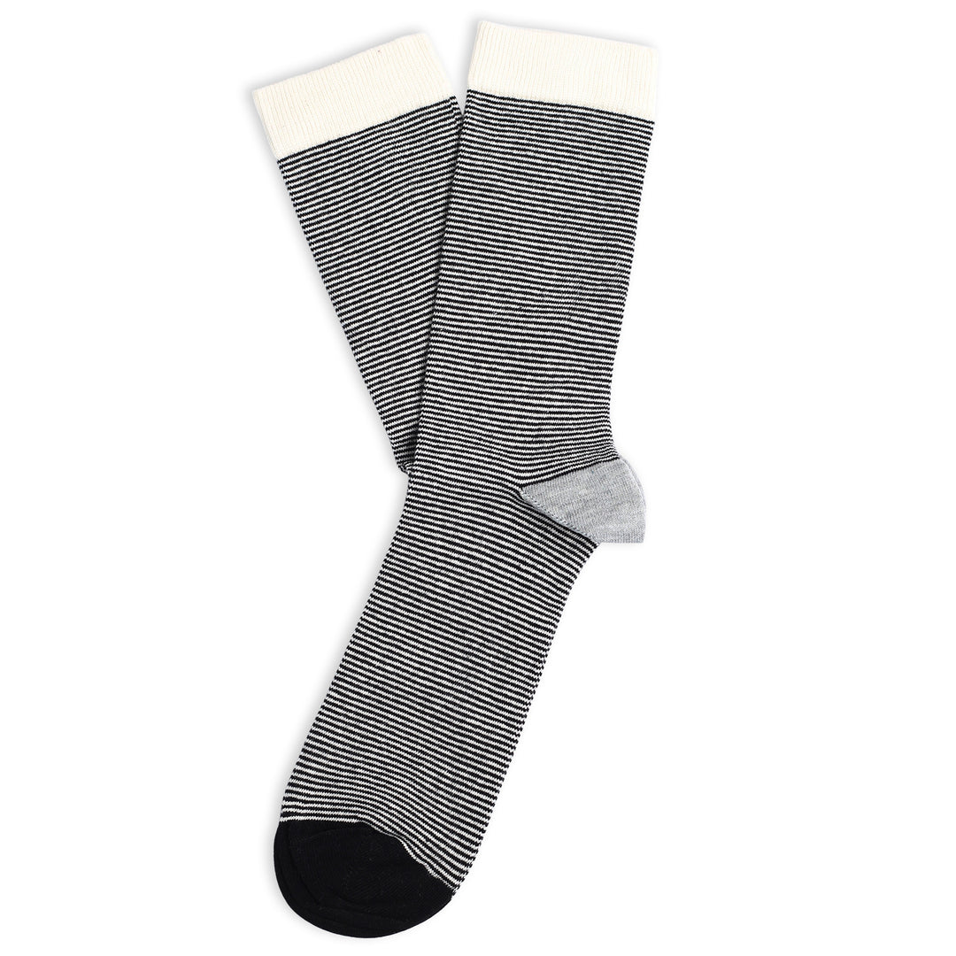Originals Ultralight Stripes Black / Off White / Light Grey Melange - Democratique Socks