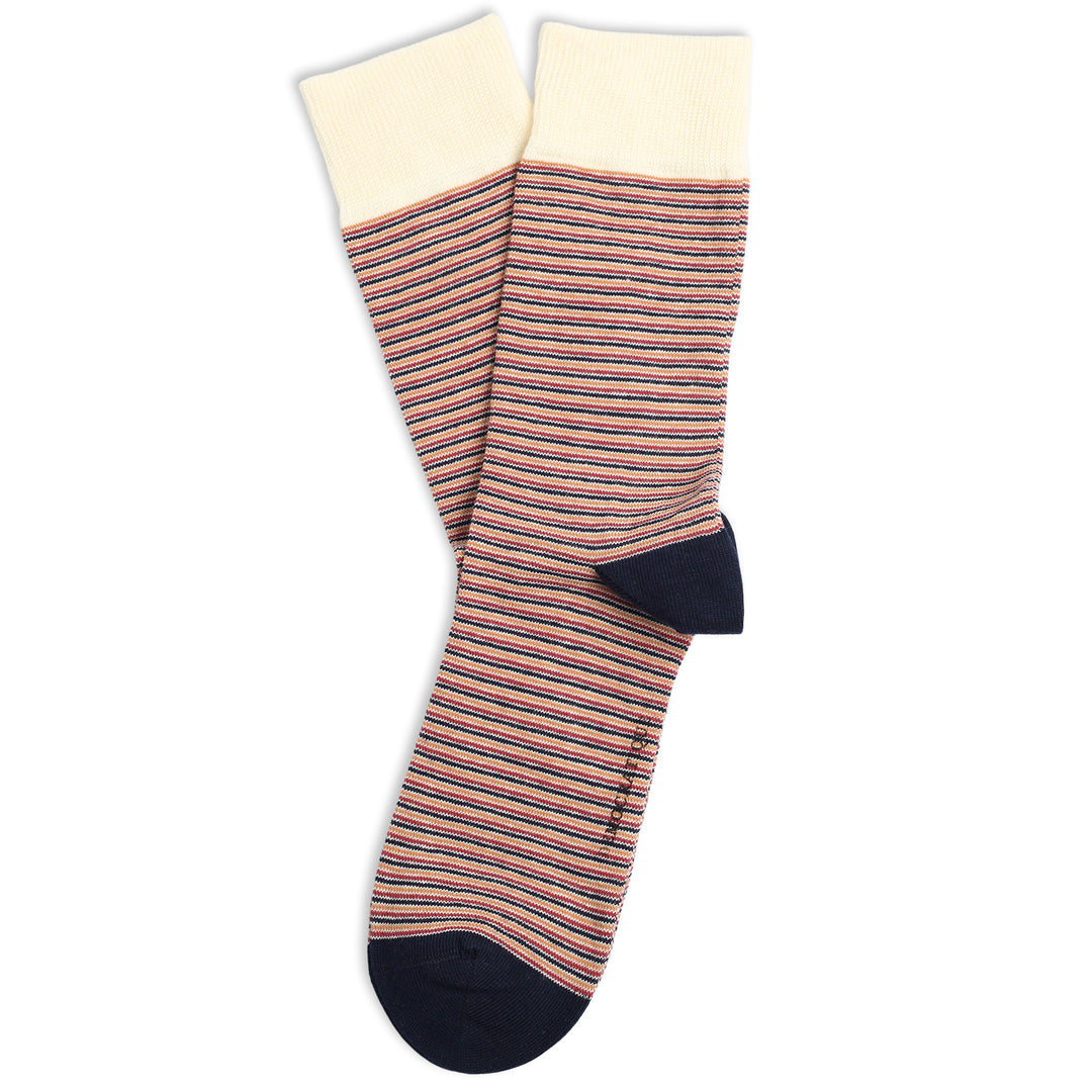 Originals Ultralight Stripes Organic Cotton Folehaven Apricot / Dyrehaven Rust / Navy / Off White - Democratique Socks