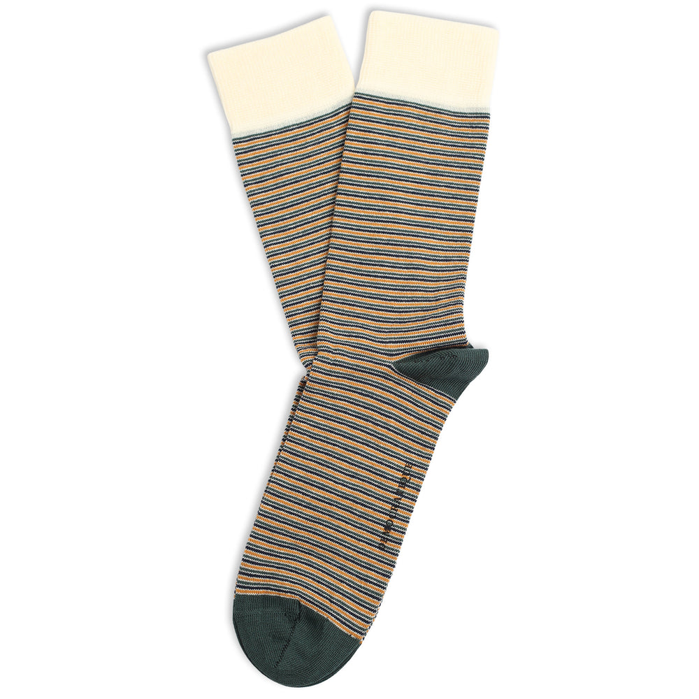Originals Mix Striped and Solid 3-pack - Forest Green, Navy, Honey and offwhite - Democratique Socks