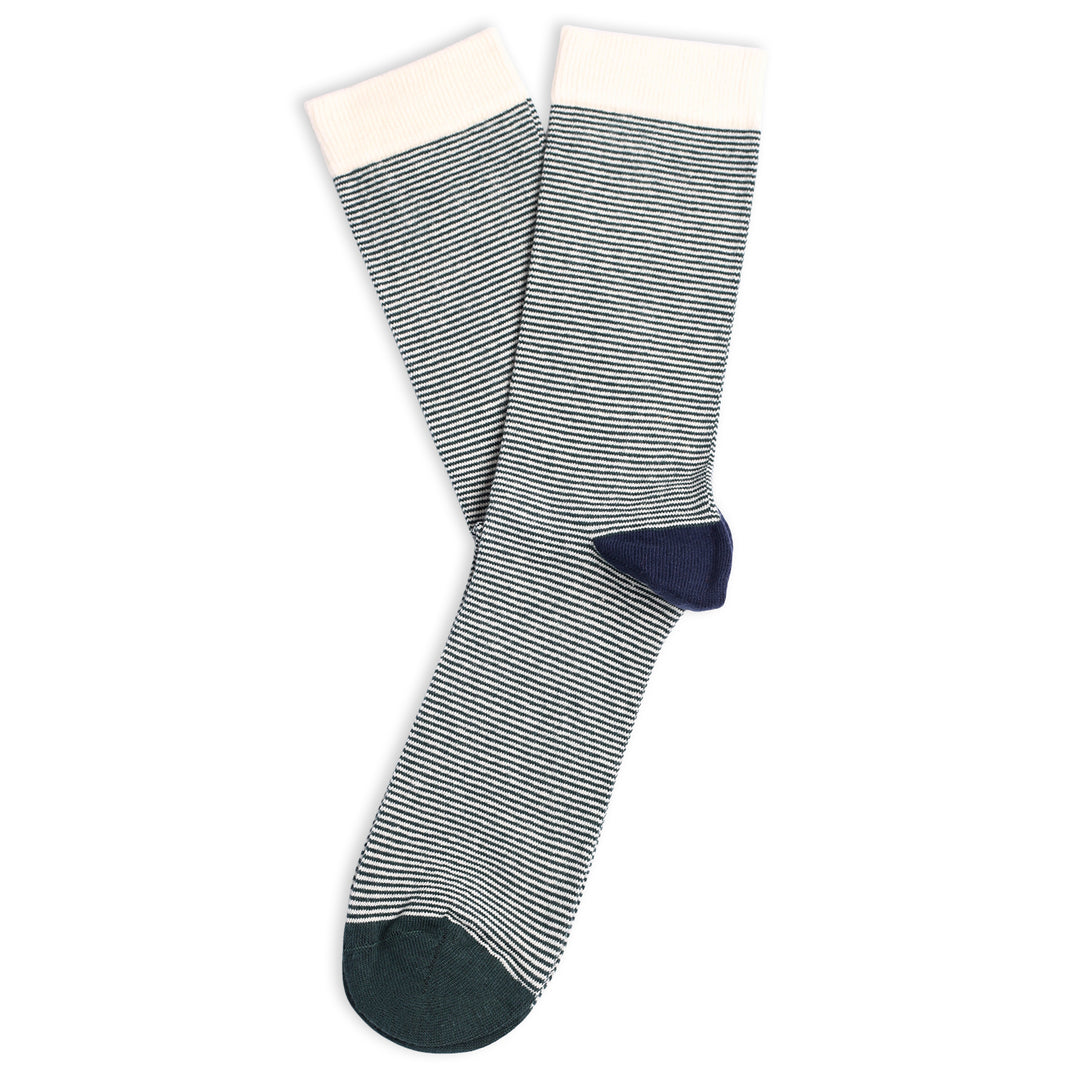 Originals Ultralight Stripes Forrest Green / Off White / Navy - Democratique Socks
