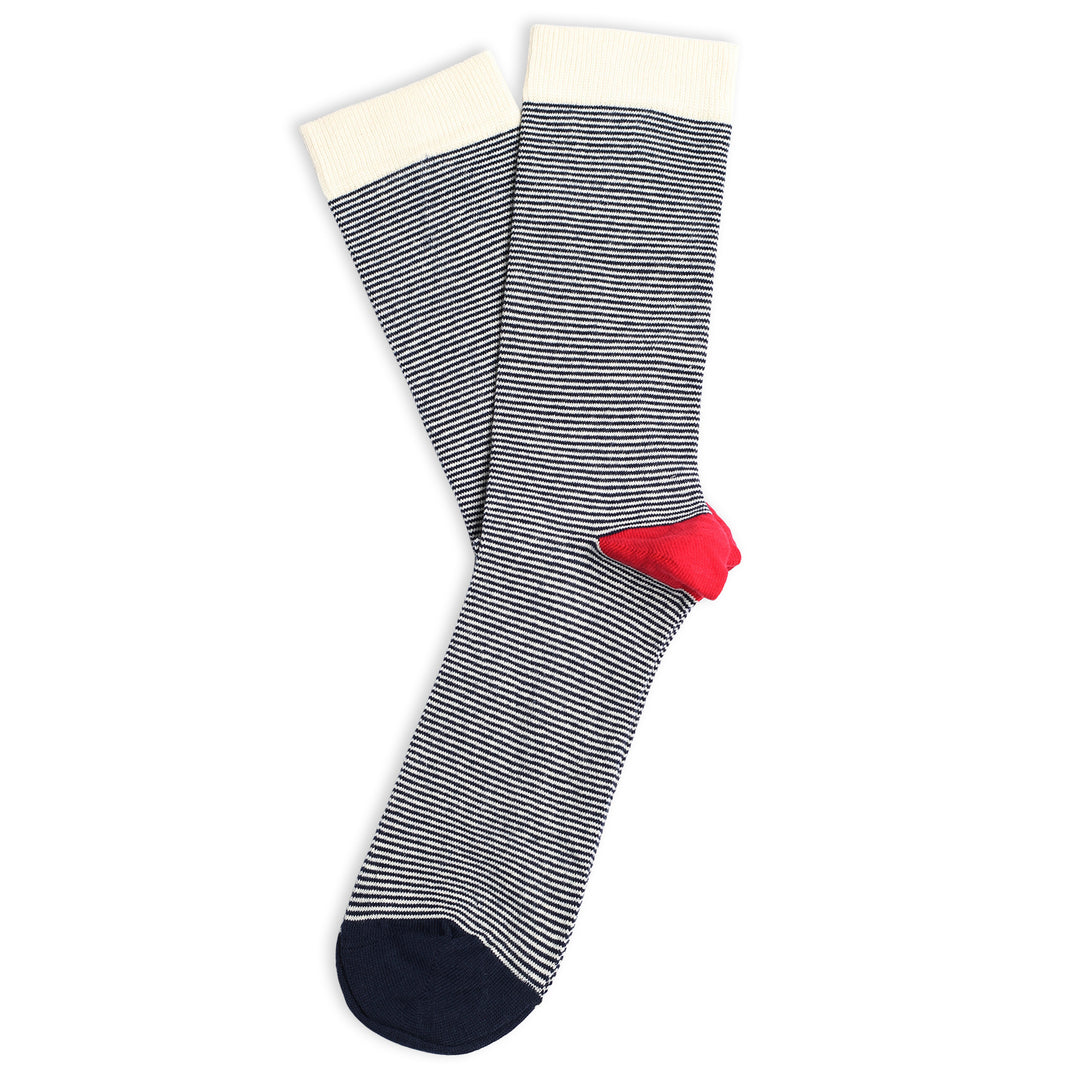 Originals Ultralight Stripes Navy / Off White / Pearl Red - Democratique Socks