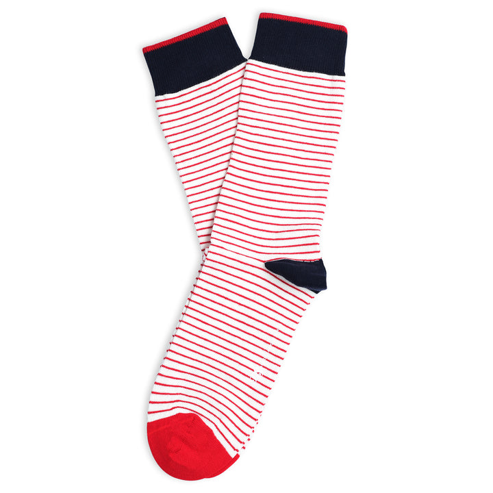Originals Mini Stripes Broken White / Spring Red / Navy - Democratique Socks