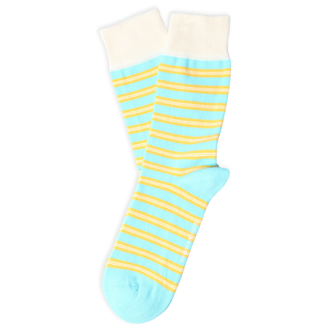 Originals Ultralight Power Stripes Organic Cotton Mellow Yellow / Off White / Poolside Green - Democratique Socks