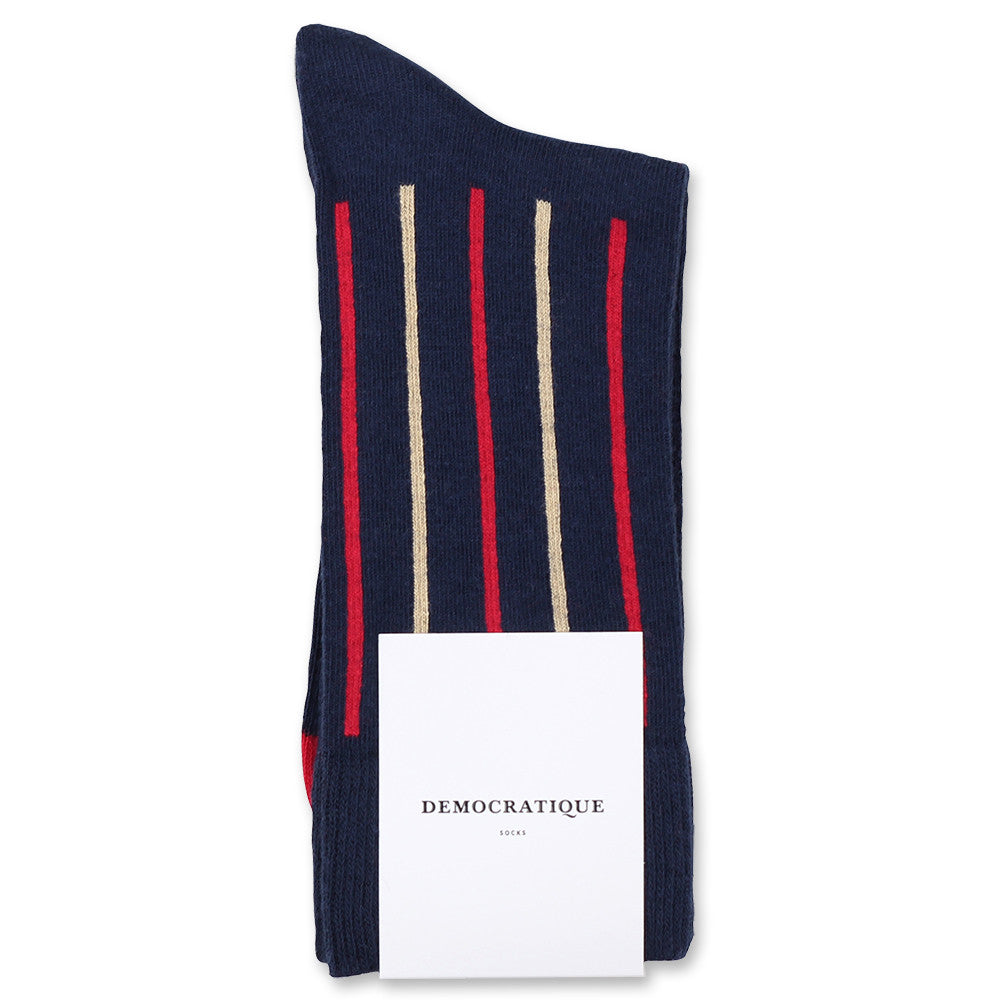 Originals Latitude Striped Navy / Pearl Red / Casual Sand - Democratique Socks
