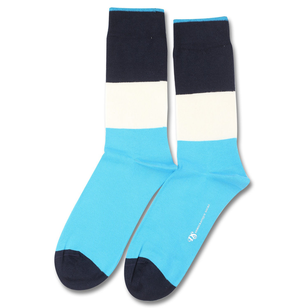 Originals Block Party Sea Blue / Navy / Broken White - Democratique Socks