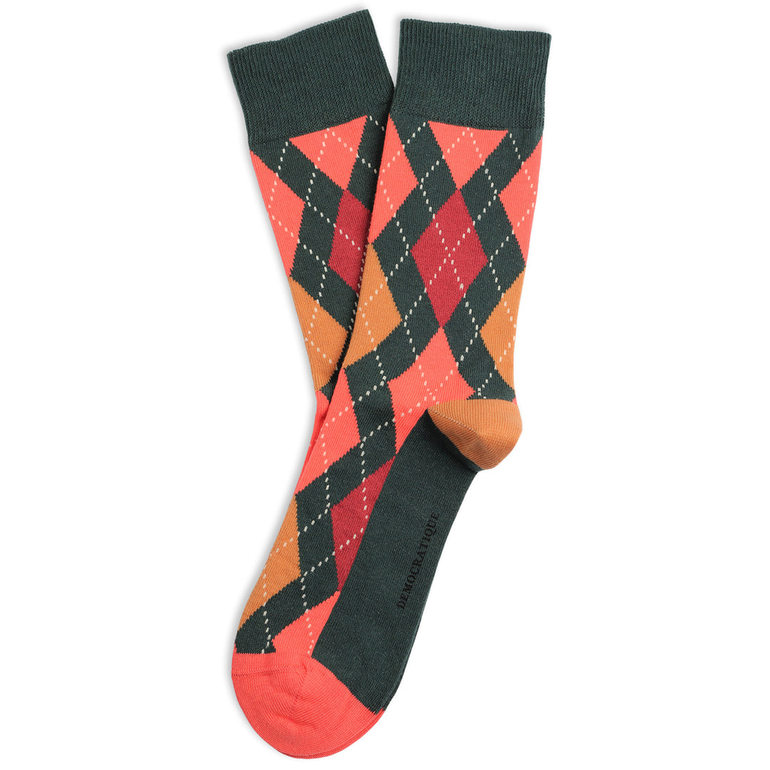 Originals Ourgyle Organic Cotton Forrest Green / Folehaven Apricot / Dyrehaven Rust / Watermelon / Off White - Democratique Socks