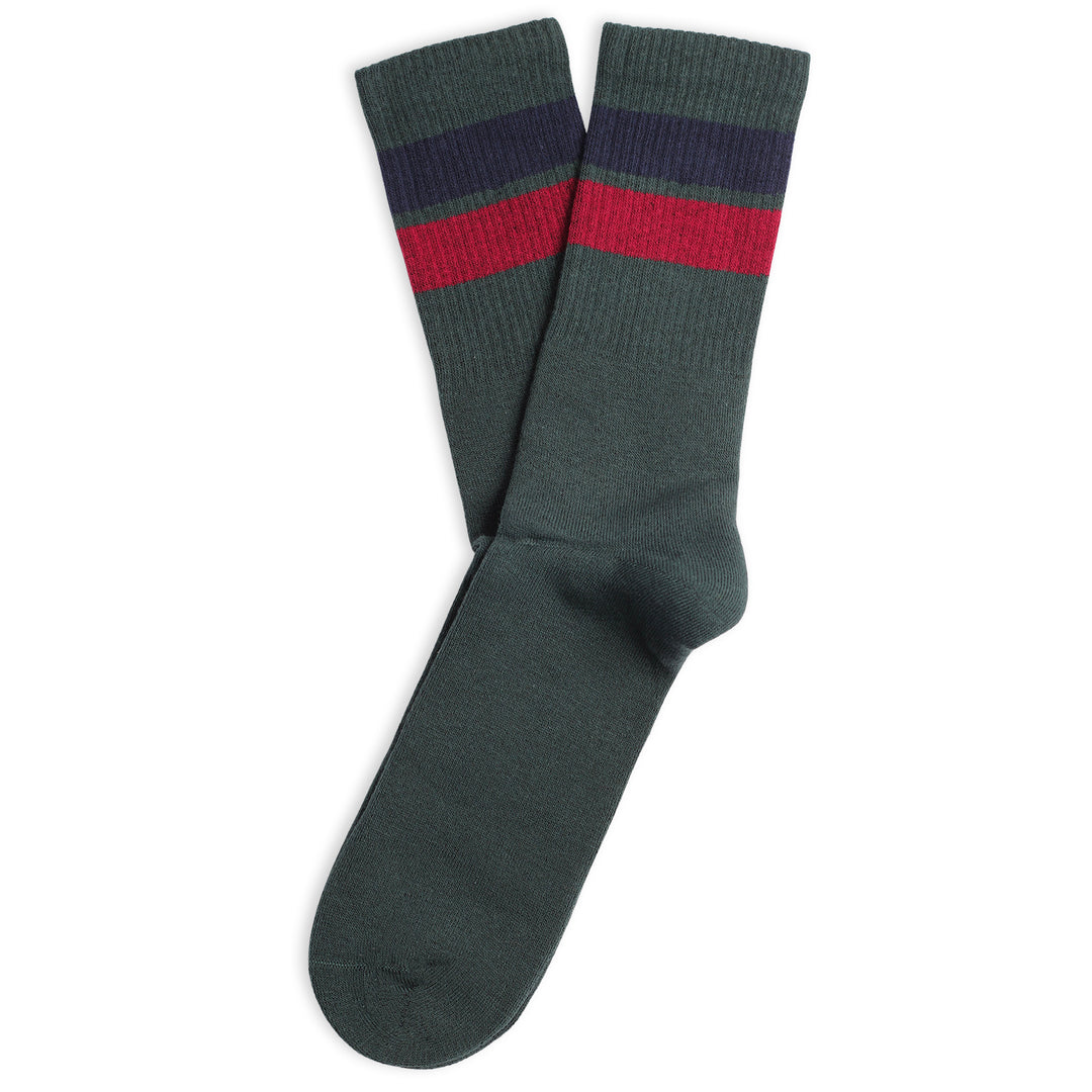 Athletique Classique Stripes Forrest Green / Navy / Red Wine - Democratique Socks
