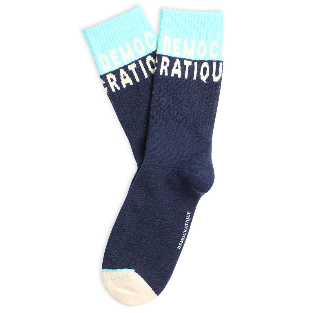 Athletique Classique Bold Off White / Poolside Green / Navy - Democratique Socks
