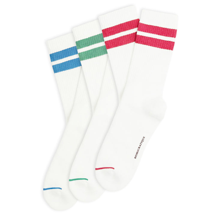 3-pack Athletique Classique Clean Stripes Clear White / Green / Red / Blue