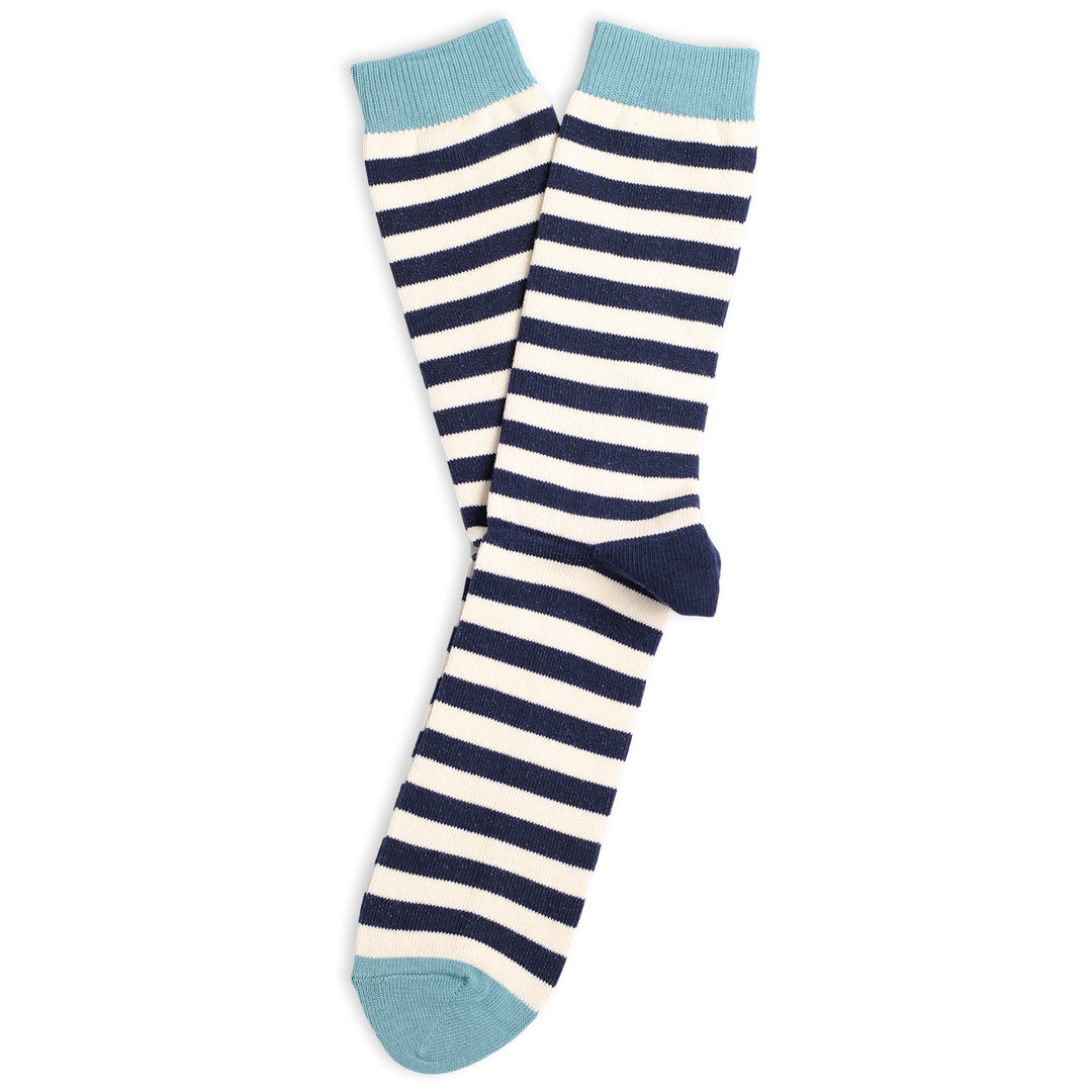 Relax Ultralight Stripes Navy / Off White / Light Irr - Democratique Socks