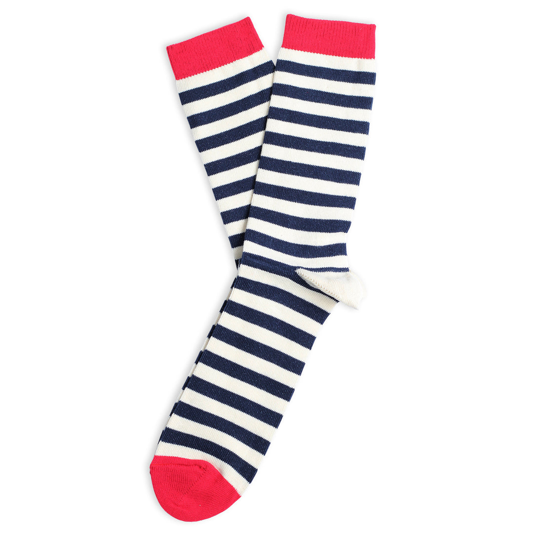 Relax Ultralight Stripes Navy / Off White / Pearl Red - Democratique Socks