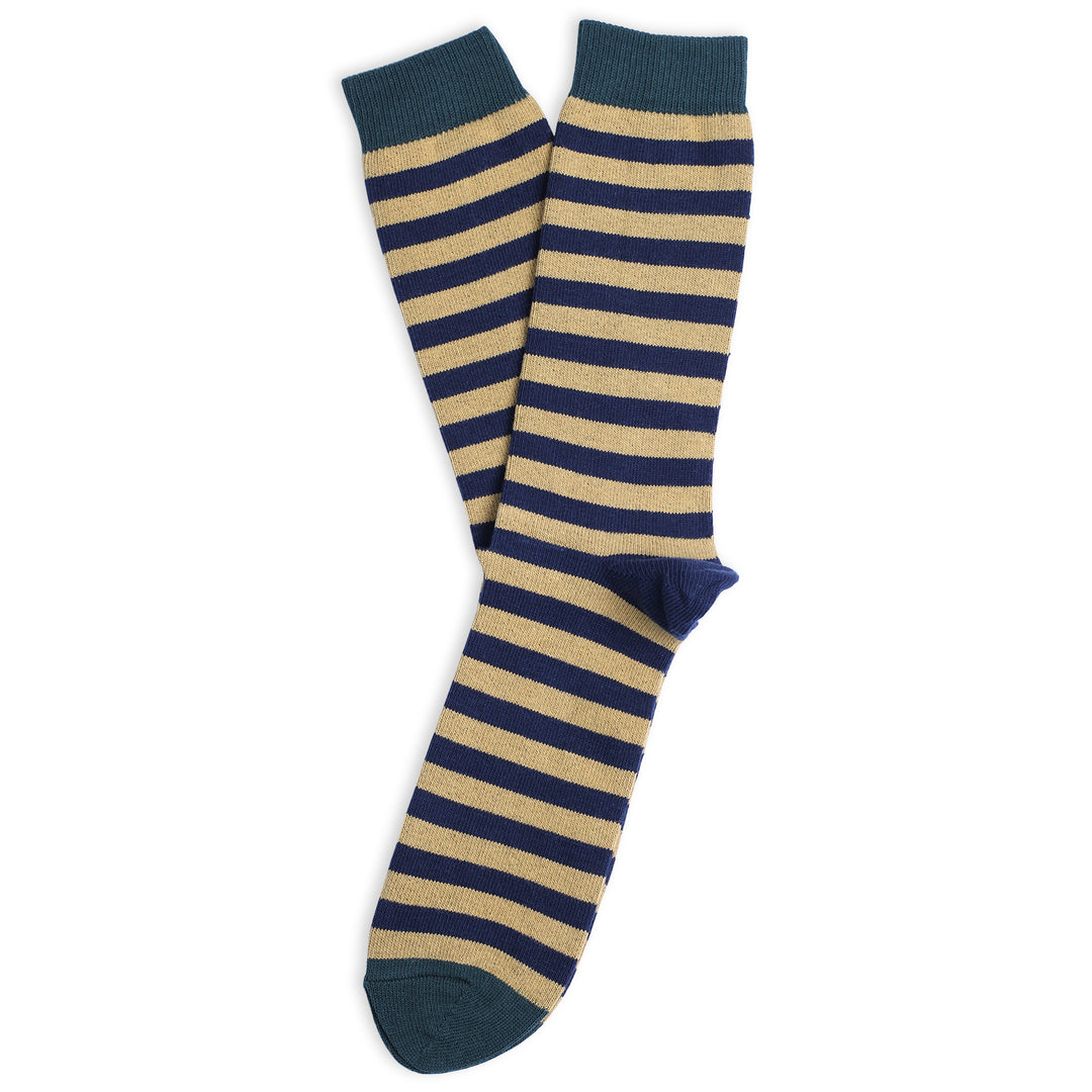 Relax Ultralight Stripes Shaded Blue / Fake Gold / Forrest Green - Democratique Socks