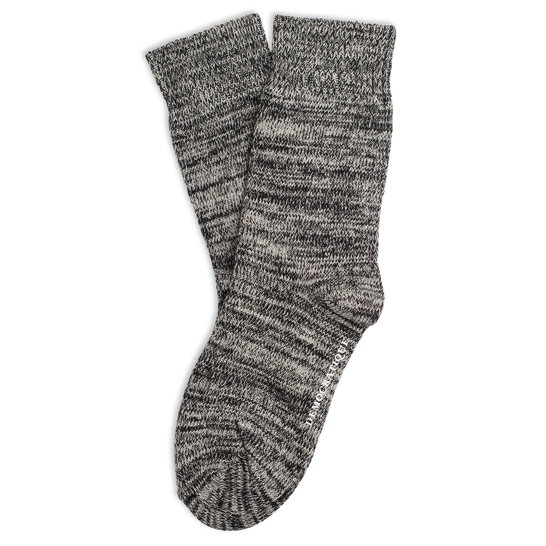 Relax Chunky Flat Knit Supermelange Socks Black / Light Grey Melange - Democratique Socks