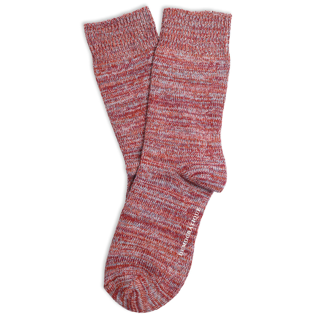 Relax Chunky Flat Knit Supermelange Socks Red Wine / Pale Skin / Burnt Rust / Palm Springs Blue - Democratique Socks