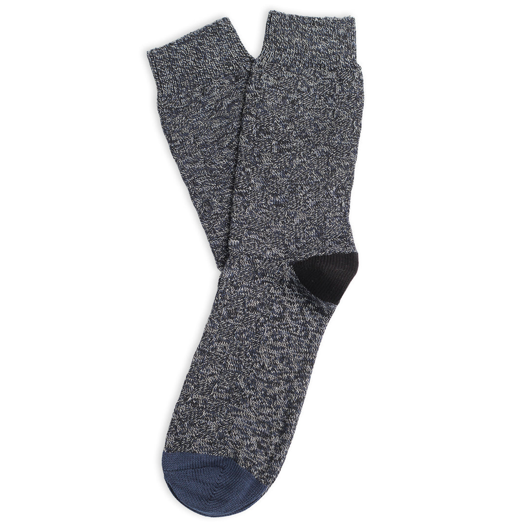 Relax 8 by 8 Weave Knit Supermelange Black / Navy / Light Grey Melange - Democratique Socks