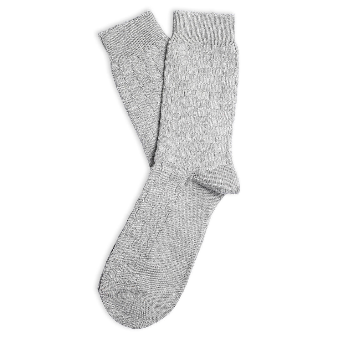 Relax 8 by 8 Weave Knit Supermelange Light Grey Melange - Democratique Socks