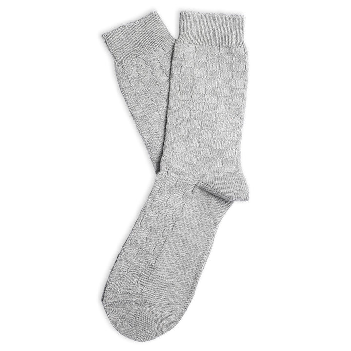 Relax 8 by 8 Weave Knit Supermelange Light Grey Melange - Democratique Socks