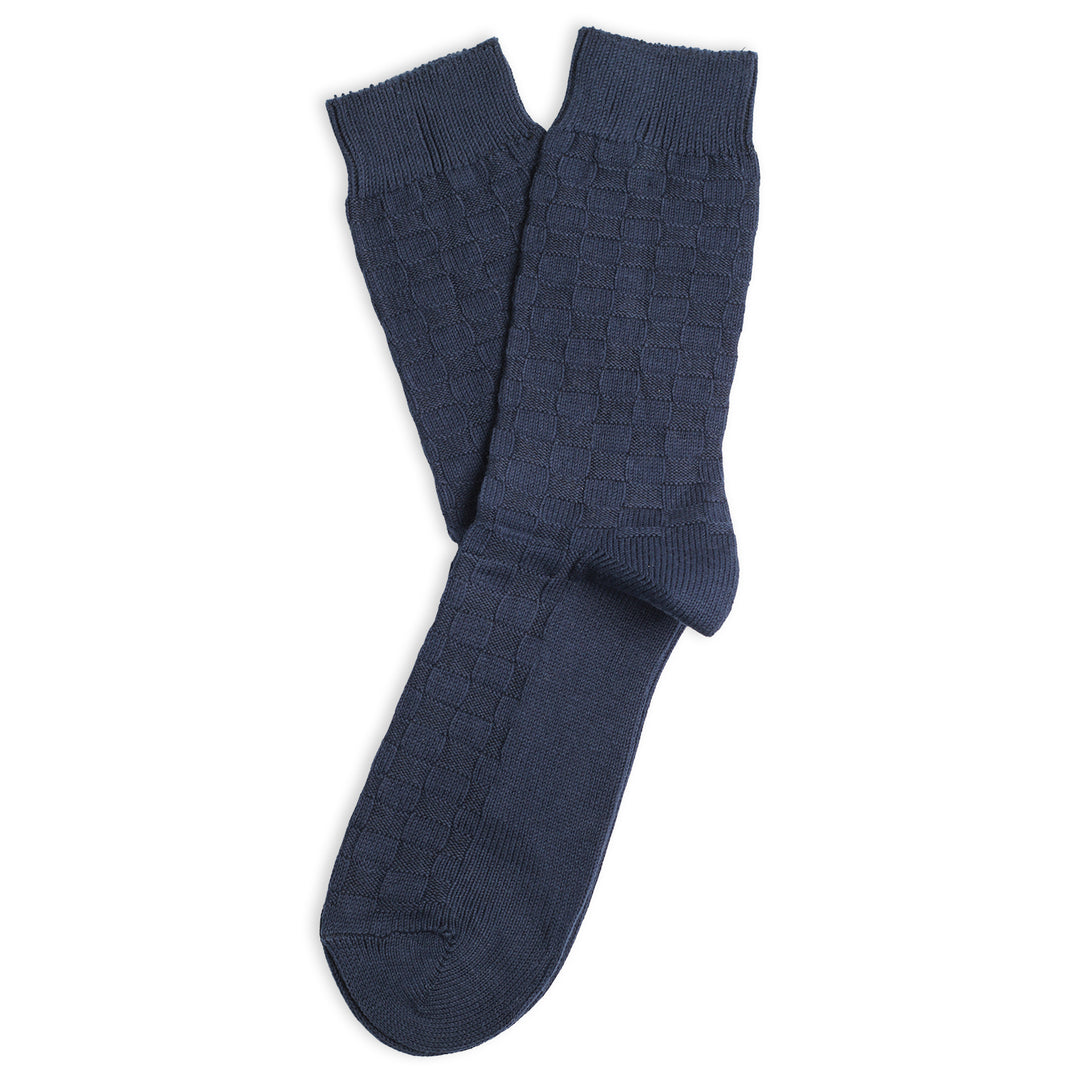 Relax 8 by 8 Weave Knit Supermelange Navy - Democratique Socks