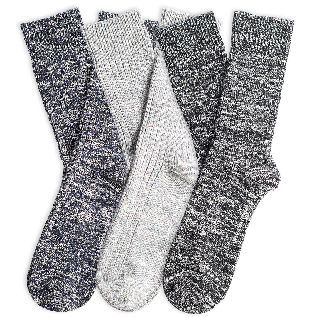 3-pack Relax Heavy Rib Supermelange Navy/Grey/Black - Democratique Socks
