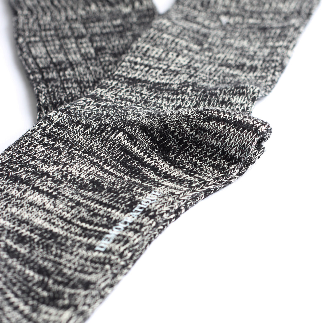 Relax Heavy Rib Supermelange Black / Off White - Democratique Socks