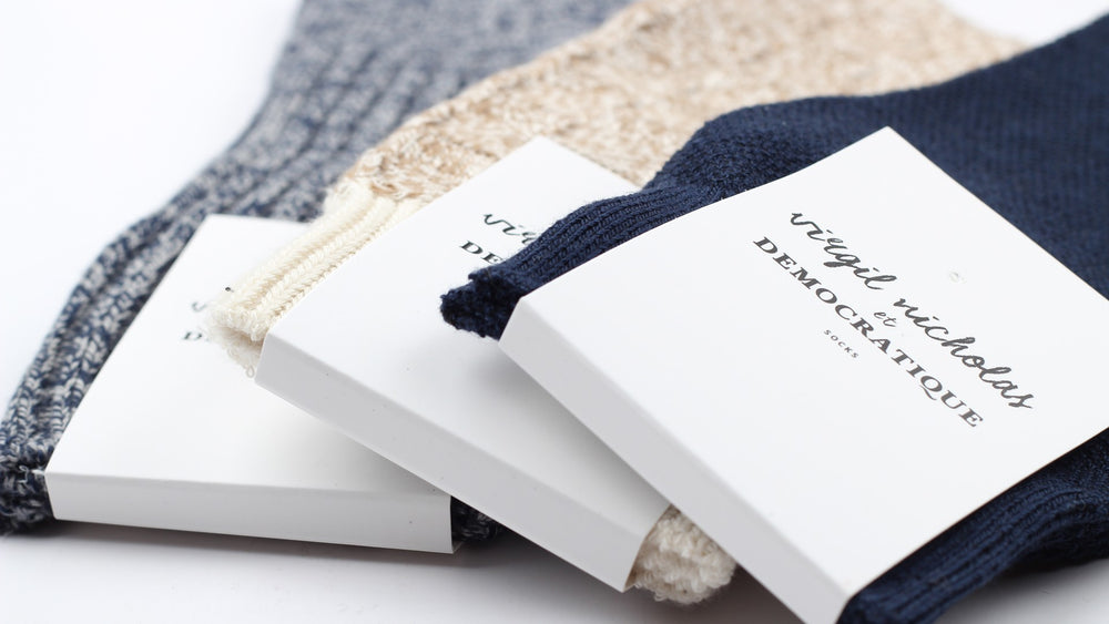 Virgil Nicholas x Democratique Socks Relax 8 by 8 Weave Knit Dirty Camel / Off White - Democratique Socks