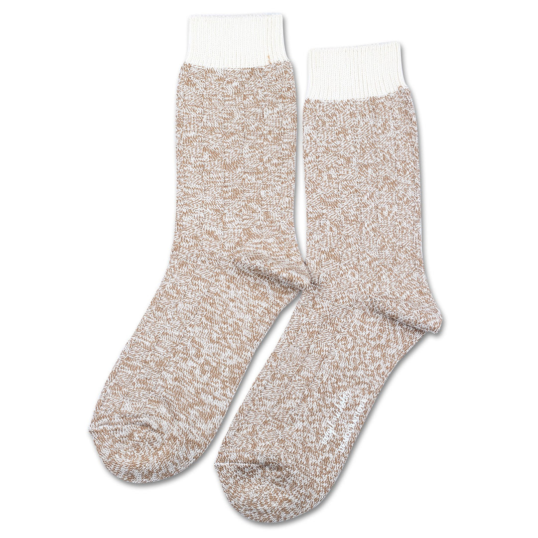Virgil Nicholas x Democratique Socks Relax 8 by 8 Weave Knit Dirty Camel / Off White - Democratique Socks
