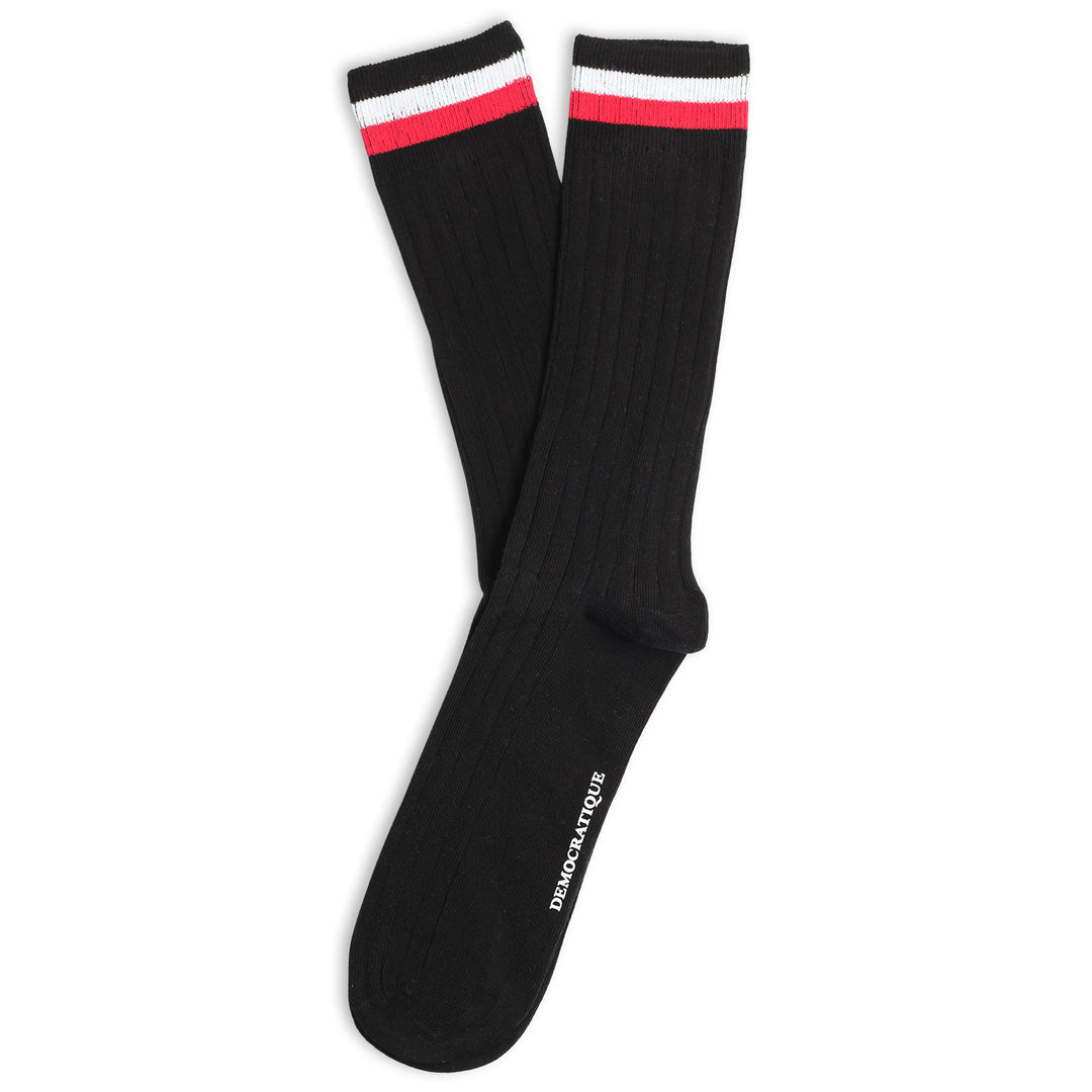 Originals Superior Rib Stripe Black / White / Red - Democratique Socks