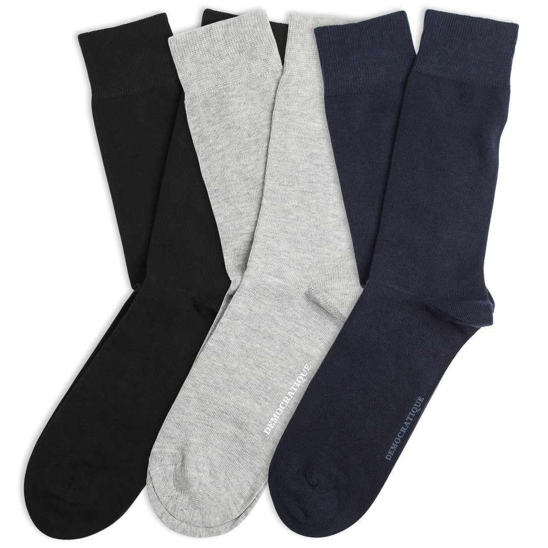 Originals Solid 9-pair Pack - 3 black, 3 navy and 3 lightgrey melange - Democratique Socks