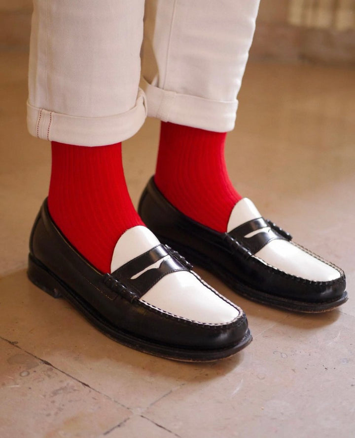 Democratique Socks Originals Fine Rib Mailbox Red - Democratique Socks